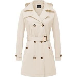 Chrisuno Women's Double Breasted Trench Coats Mid-Length Belted XL with tags